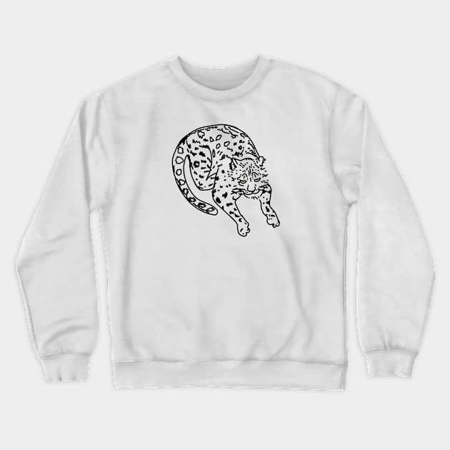 Snow Leopard Outline Crewneck Sweatshirt by Annelie